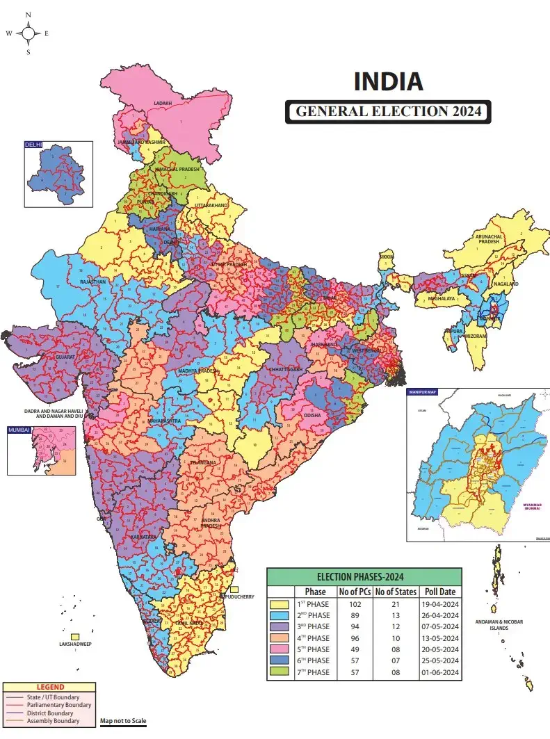 Lok Sabha Election India Map 2024